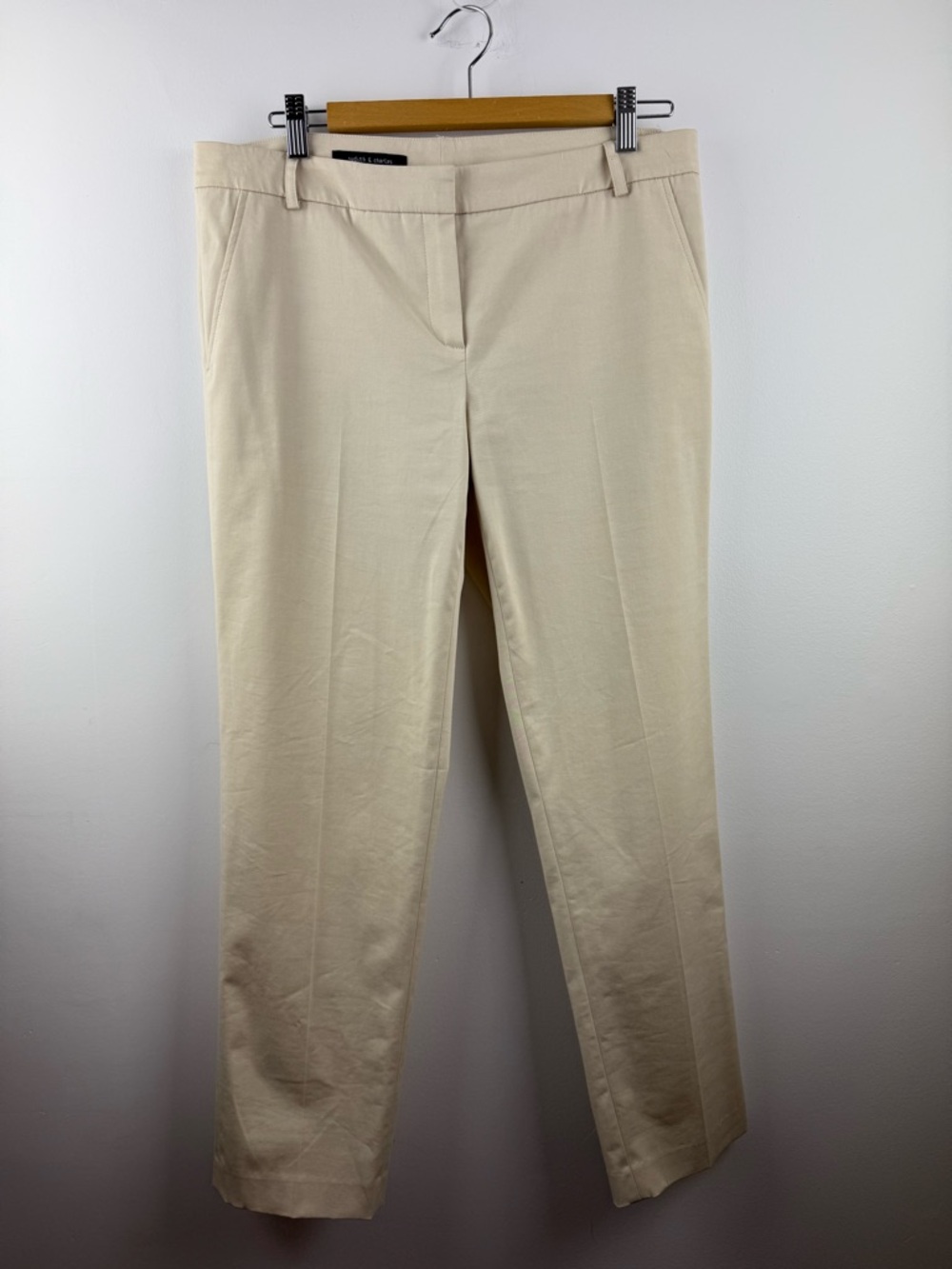 Judith & Charles Beige Stretch Cotton Slim Trousers Dress Pants Size 10